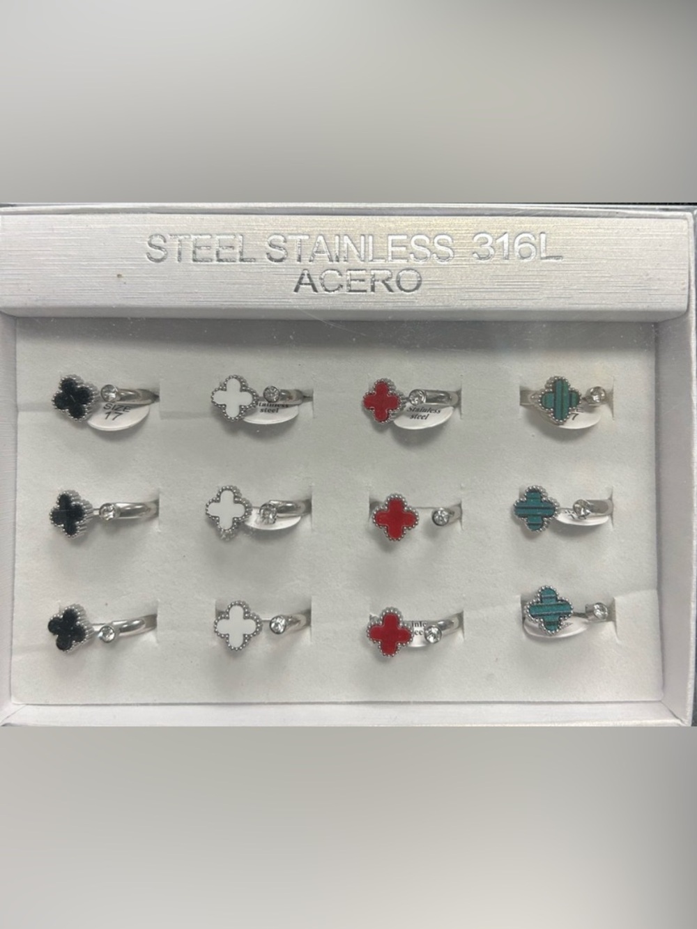 Stainless Steel Adjustable Clover Rings